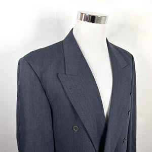 Hugo Boss 40R Al Capone Catania Double Breasted Sport Coat Gray 100% Wool - Picture 1 of 8