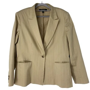 Womens Kasper Cotton Beige Blazer Size 18 Pockets Career Jacket Pinstripe 5097 V - Picture 1 of 5
