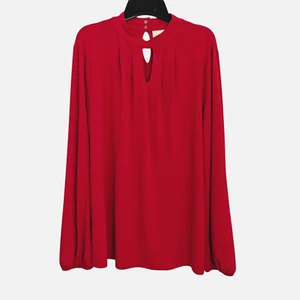 Chico's  Keyhole Neck Top Size XL /3  16/18 Red Stretch Jersey Long Sleeves - Picture 1 of 11