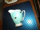 CYNTHIA ROWLEY EASTER COFFEE/ TEA POT CREAMER SET 2 GOLD POLKA DOTS BLUE TEA CUP