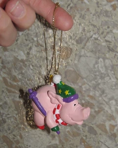 Papel Freelance Skiing Pig Hog Kitsch Christmas Ornament Anthropomorphic 2" - Picture 1 of 10