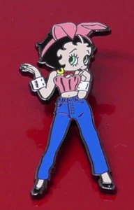 Betty Boop Character Small Enamel Pin Badge Blue Trousers Pink Top Theme - Picture 1 of 7
