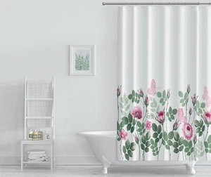 Stylish Printed Bathroom Waterproof Shower Curtain With 12 Hooks NEW DESIGNS  - Picture 1 of 28