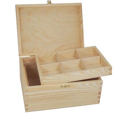 Large Wooden Chest with Clip – Ideal for Decoupage & Storage (28 x 21 cm) - Image 1 of 3