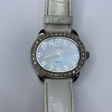 E DMQ Silver White Leather Ladies Stainless  763S Swiss Mother Pearl Untested