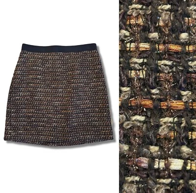 Falda KATE SPADE The Rules Falda de Lana Tweed Marrón Brillante TALLA 8 Foto 1 de 4
