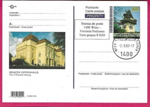NACIONES UNIDAS 2003 Viena - Estampilla Impresa POSTAL PRIORITARIA - GRAZER OPERNHAUS - Imagen 1 de 1