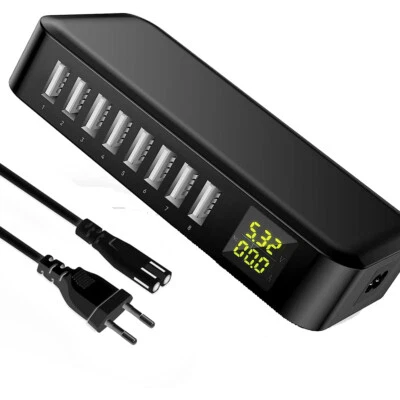 8-fach USB Ladestation 8A Mehrfach-Ladegerät Hub Port 5V Netzteil Adapter Handy - Bild 1 von 4