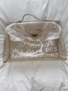 HERMES Vinyl Kelly 40 Hand Beach Bag Clear SOUVENIR DE L'EXPOSITION - Picture 1 of 12