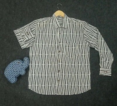 Camisa india negra a rayas de algodón para hombre vestido de novia hecho a mano talla M camisa para niño Foto 1 de 2