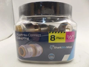 SHARKBITE MAX UR008J8 1/2" STAINLESS REINFORCED BRASS COUPLING FITTING PRO 8PACK