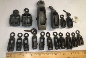 Vintage Pulley Wheel lot of 17 one Marked Stover Working Cond. Most are small - Picture 1 of 14
