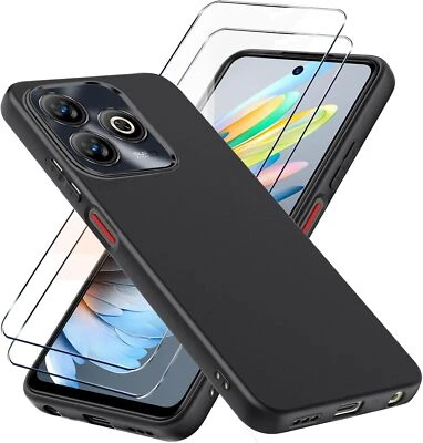 For Blackview Oukitel Black Case Slim Silicone Gel Cover Glass Screen Protector - Image 1 of 4