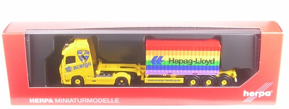 Volvo Fh Gl. XL 2020 Container Semitrailer Acargo / Hapag Lloyd (Hamburg) 1:87 - Image 1 of 1