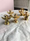 Vintage  4 Brass Christmas Angel Napkin Rings 2 1/2" Tall Made in Hong Kong M3