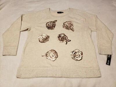 APT 9 Mujeres Talla Grande 1X Crema Suéter Camisa Sudadera Top Lentejuelas Rosa Oro Rosa Foto 1 de 4