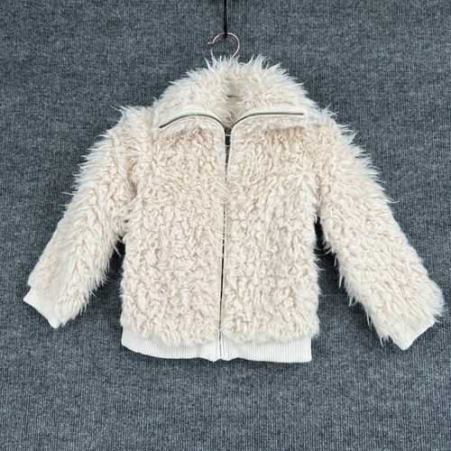 OFF WHITE Cappotto giacca pelliccia sintetica Tucker & Tate ragazza 2T bianco sporco foderato zip accogliente sherpa