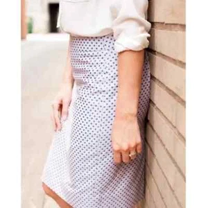 J Crew The Pencil Rock Größe 4 gepunktet lavendel & blau Jacquard gefüttert Taschen - Bild 1 von 5