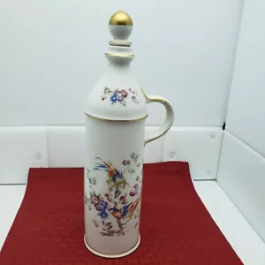 Limoges Hand Painted French Porcelain Decanter Vessel Bottle w Stopper Floral - Picture 1 of 11