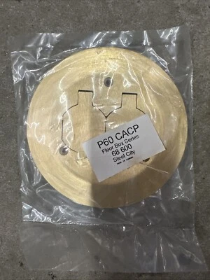 New Steel City P 60 CACP 5-3/4 in. Dia Floor Box Cover Brass Duplex Receptacle - Image 1 of 2