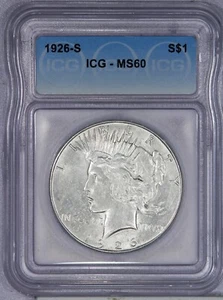 1926-S Peace Dollar $1 ICG MS60 - Picture 1 of 2