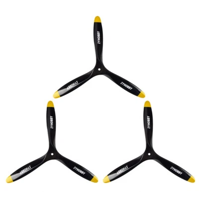 3 Blade 15*8inch Black +Yellow Propeller RC Plane Air-moder CW Beech Wooden Prop - Image 1 of 4
