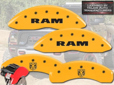 Dodge Ram 3500 2011-2018 delantero + trasero amarillo MGP cubierta de pinza de disco de freno Ramhead Foto 1 de 4