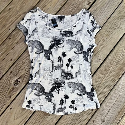 Camiseta The Limited Feminina Estampa Selva Preta e Cinza Tamanho M. NOVA - Imagem 1 de 4