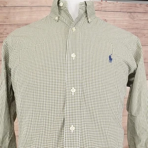 Camisa de vestir Polo Ralph Lauren para hombre M 15,5 guinga calce clásico con botones - Imagen 1 de 10