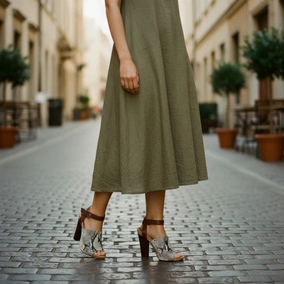 Tacones Juicy Couture para mujer Y2K piel de serpiente punta abierta ultra altos - talla 9 Foto 1 de 4