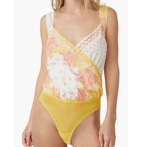 Free People Sweet Thing Baumwoll-Body mit gemischtem Druck - Ringelblumen-Kombi Größe S - Bild 1 von 8