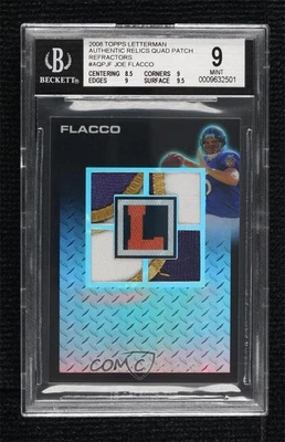 2008 Topps Letterman Refractor /5 Joe Flacco BGS 9 MINT Rookie Quad Patch RC - Image 1 of 2