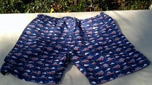 Ocean Coast Herren Badehose - Gr. M - Blue Shark & Boat Print - Mesh Liner - Bild 1 von 9