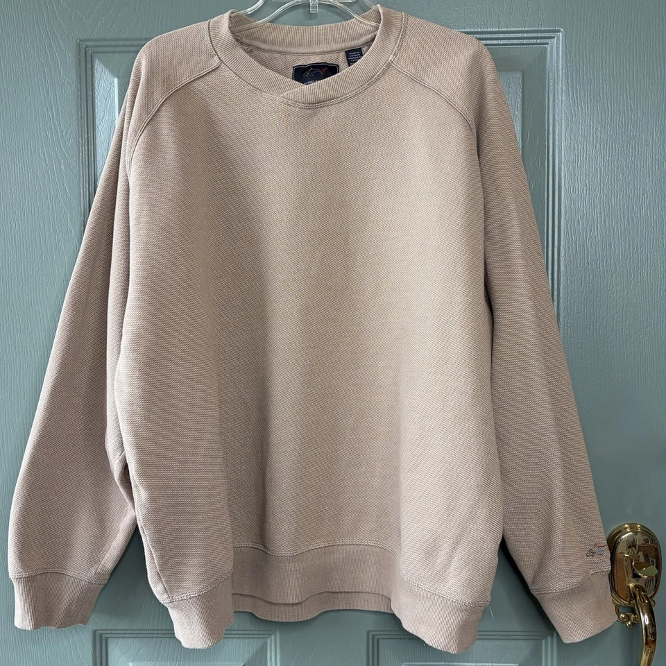 Greg Norman Sweatshirt Mens 2XL Light Tan Crewneck Shark Logo Golf Pullover - Image 1 of 4