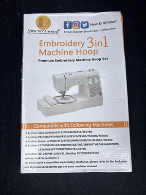 Embroidery Machine Hoop 3 in 1 Set SA431+SA432+SA434 for Brother SE700 PE545... - Image 1 of 4