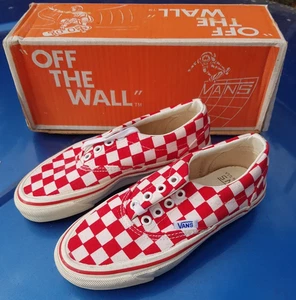 VANS #95 '80s Skateboard Shoes Vintage Trainers USA 2 Red Check - Picture 1 of 18