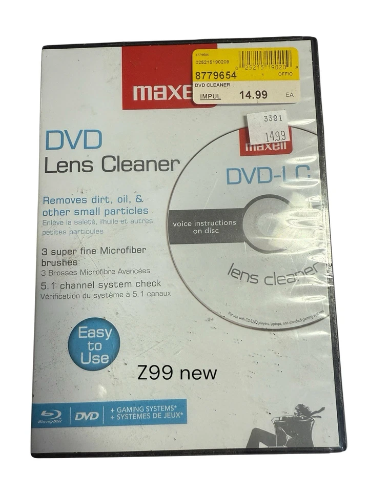 Maxell DVD объектив очиститель DVD-LC - очищает DVD-плееры, PS2/PS3, Xbox 360 - Изображение 1 из 1