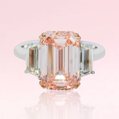 14K Multi Tone Gold Ring IGI Fancy Intense Pink Emerald 5 Ct Lab Grown Diamond - Image 1 of 4