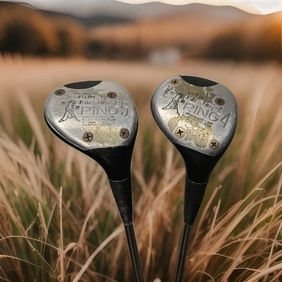 RH PING Karsten I 4 and 5 wood Set OG Grips!  Steel Shafts Regular flex UPC 292 - Image 1 of 4