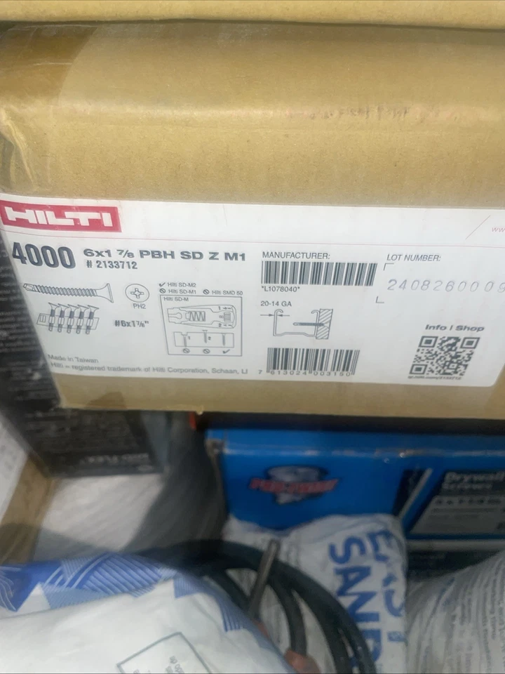4000 tornillos autoperforantes para paneles de yeso Hilti 6 x 1-7/8" PBH SD Z M1 #2133712 estuche Foto 1 de 1