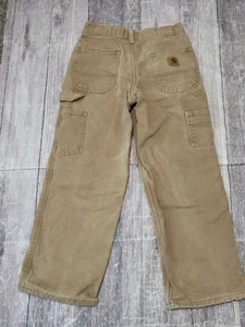 Carhartt YYB111 BRN Youth Flannel Lined Pants Youth Size 10 Regular Brown - Picture 1 of 7