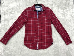 Penguin Heritage Slim Fit Red Plaid Mens Long Sleeve Button-Up Cotton Flannel Sh - Picture 1 of 11