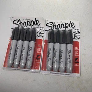 8 PiecSharpie Broad Larges Quick Dry CHISEL POINT Permanent Markers Black 2x4=8 - Picture 1 of 3