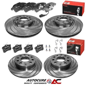 DISCOS DE FRENO Y PASTILLAS BREMBO RANURADOS DELANTEROS Y TRASEROS PARA SEAT LEON FR 2.0 TDI - Imagen 1 de 1
