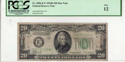 1934-B* $20 FRN FR. 2056-E* F-12 PCGS Star Note - Image 1 of 2