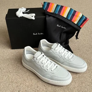 PAUL SMITH grey leather Signature Stripe THEO trainers sneakers shoes UK 7 US 8 - Picture 1 of 15