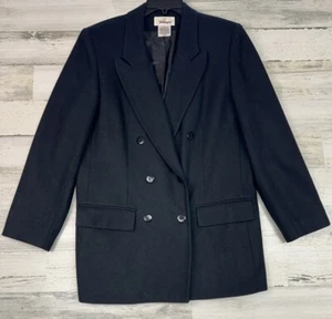 Blazer Worthington Vintage Mujer 12 Negro 100% Lana Doble Pecho Carrera Jkt - Imagen 1 de 3