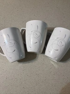 Corelle Coordinates Set Of 3 VIO 4-1/4" Square Mug Gray & Purple Swirls - Picture 1 of 7