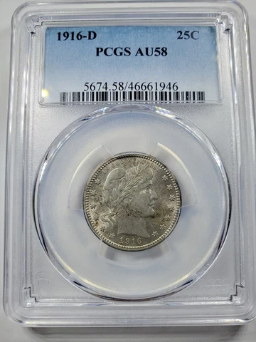 1916 D Barber Quarter PCGS AU-58 everyman set Cover
