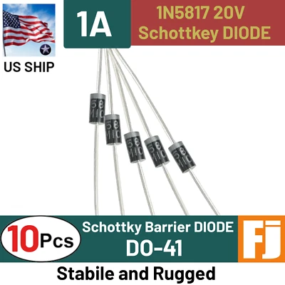 1N5817 Diode (10 Pcs) 1A 20V Schottky Barrier Diode DO-41 IN5817 | US SHIP